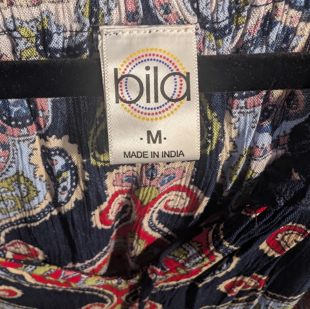 Bila Red and Blue Paisley Blouse Size M - Picture 5 of 8